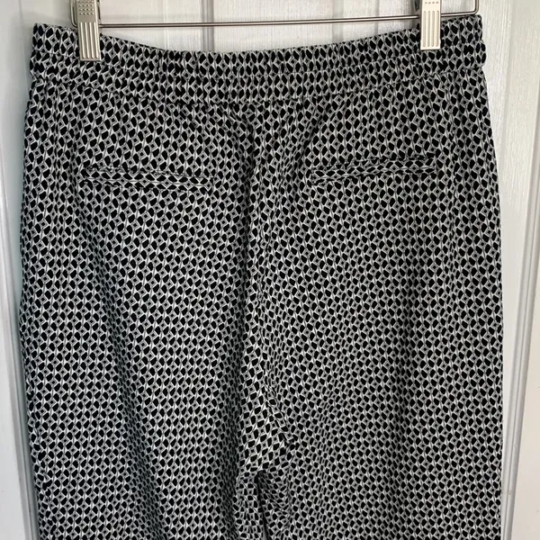 Anthropologie Black Larkin Jacquard Trouser Pant in Black Motif W-257 Sz S - Image 8
