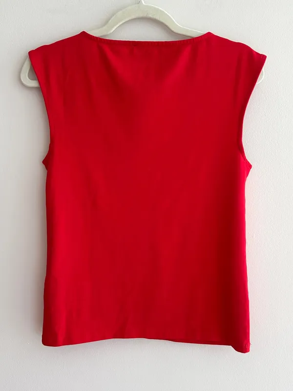 J. Crew Stretch Cotton Cap-Sleeve Crossover Shirt, Vintage Red, Size Small, NWT - Image 15