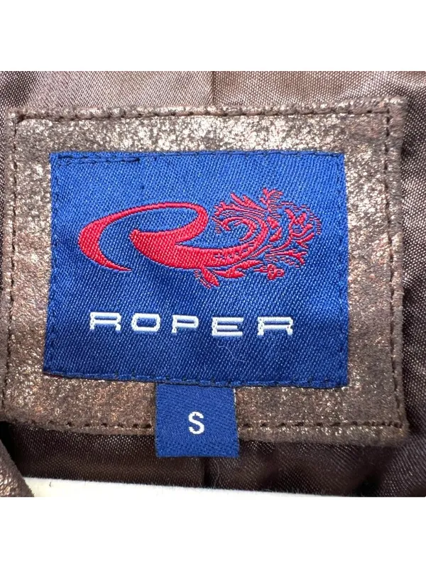 Roper Vintage Leather Jacket Bronze Metallic Full Zip Size Small Western Cowgirl - Image 8