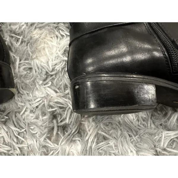 RALPH LAUREN MESA Black Leather Riding Gold Buckle Tall Equestrian Size 9 - Image 5