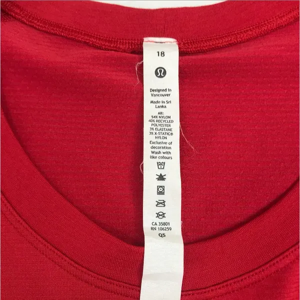 LULULEMON Swiftly Tech LS Shirt Women 18 Red Athletic Yoga Comfort Sporty Outdoo - Image 9