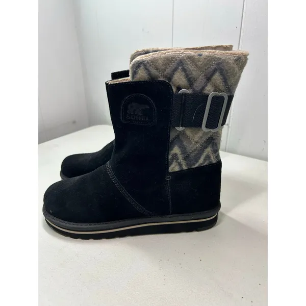 Sorel Campus boots in black suede and a gray chevron. NWOB. Size - Image 2