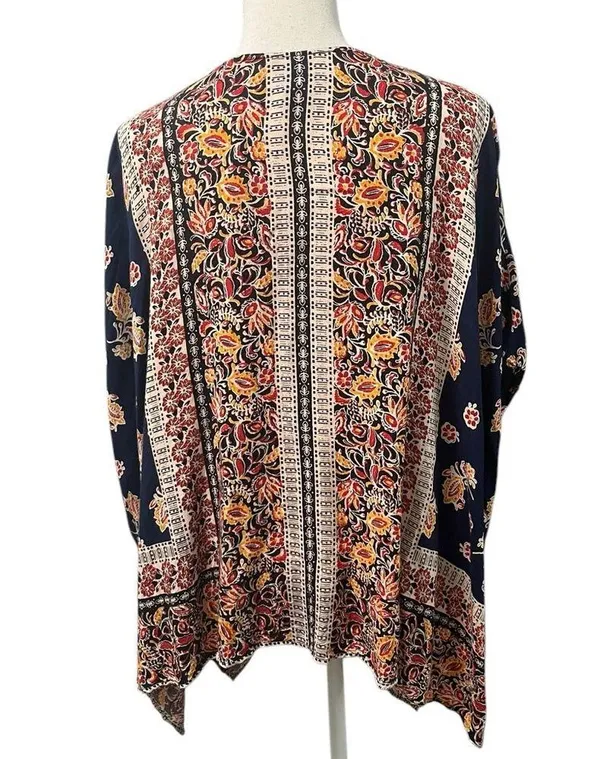 Angie Boho Paisley Open Front Dolman Sleeve Kimono Wrap Medium - Image 4