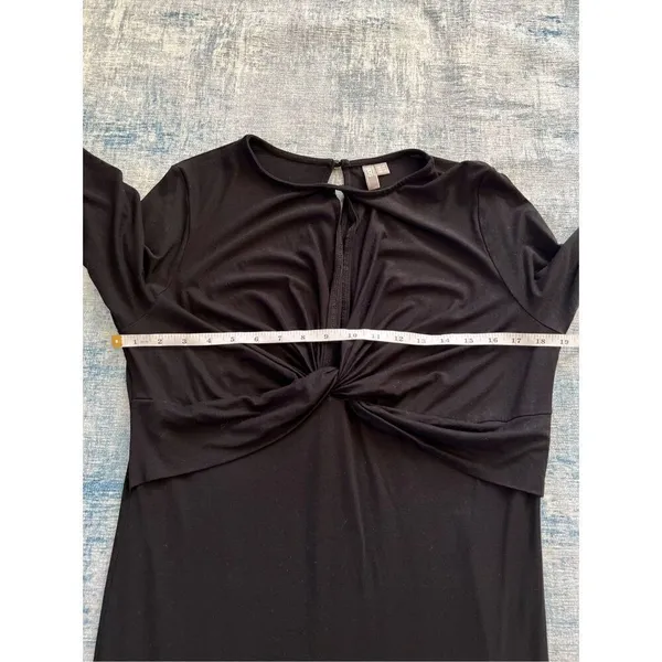 Asos Black Long Sleeve Front Twist Keyhole Opening Dress US Size 14 - Image 6