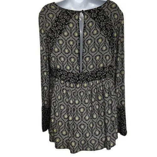 FREE PEOPLE Rolling Hills Mixed‎ Media Empire Waist Tunic Top EUC Size S - Image 5