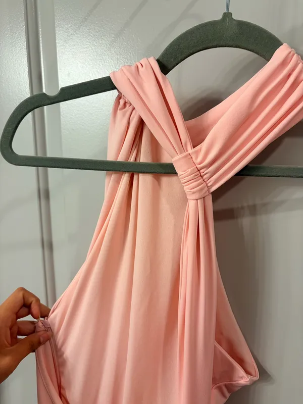 ZARA Pink Ruched Dress Halter - Image 5