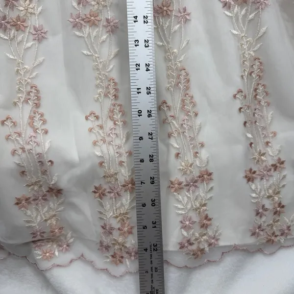 BHLDN‎ Embroidered Parsons Tulle Maxi Dress Formal Gown White Pink US 14 - Image 4