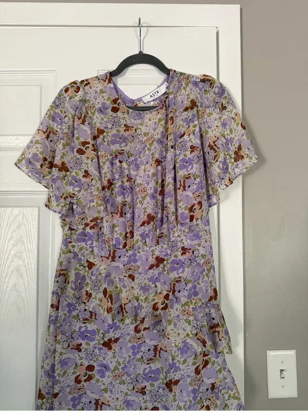 ASTR The Label Purple Lavender Ruffle Floral Maxi Dress Cottacore - Image 2