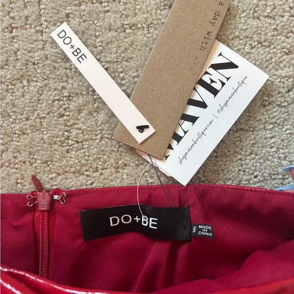 DO+BE Leather Red Mini Skirt - Image 4