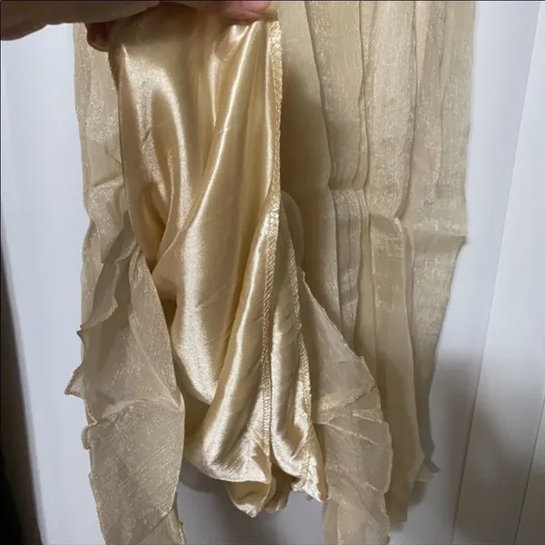Gold Bestal Chiffon pleated midi skirt - Image 4