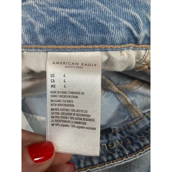 American Eagle Low Rise Maxi Denim Skirt Light Wash Front Slit Size 4 Western - Image 6