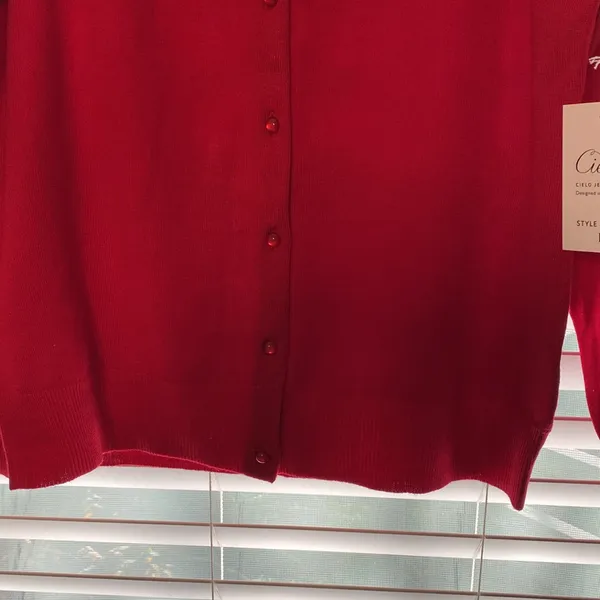 NWT CIELO JEANS USA Tomato Girl Red Large Crew-Neck button down sweater cardigan - Image 8