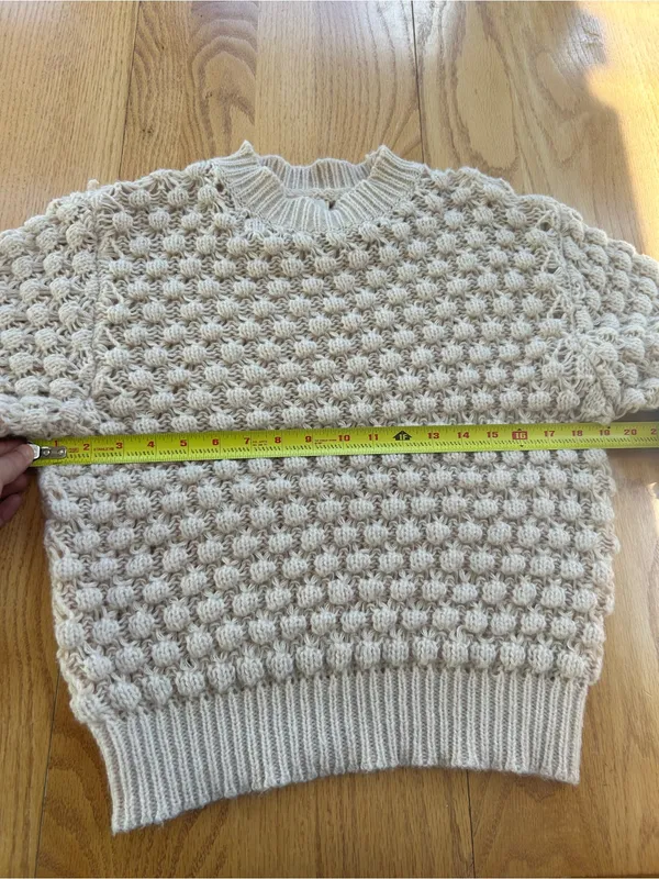 Pol Bobble Knit‎ Popcorn Sweater Small Cream Pink Textured Open Weave Pullover - Image 7
