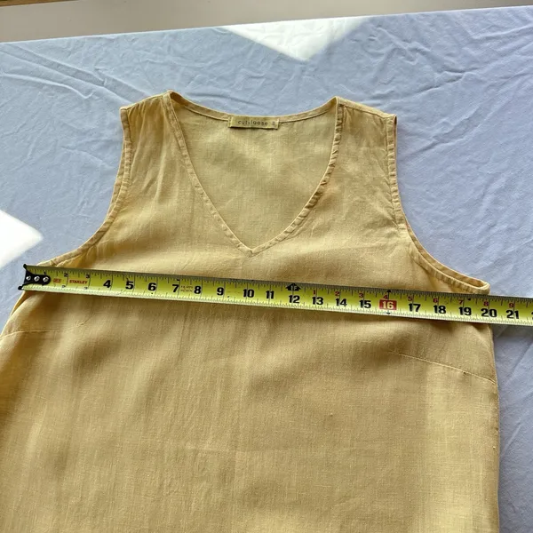Cut Loose 100% Linen V-Neck Tunic Top M Butter Yellow Lagenlook Minimalist USA - Image 9