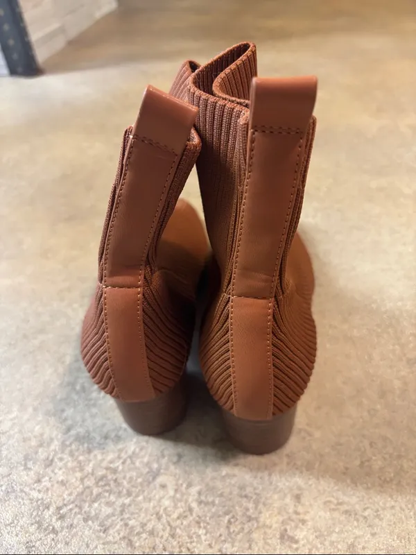 Joie Stretch Knit Ankle Boots - Brown - Image 2
