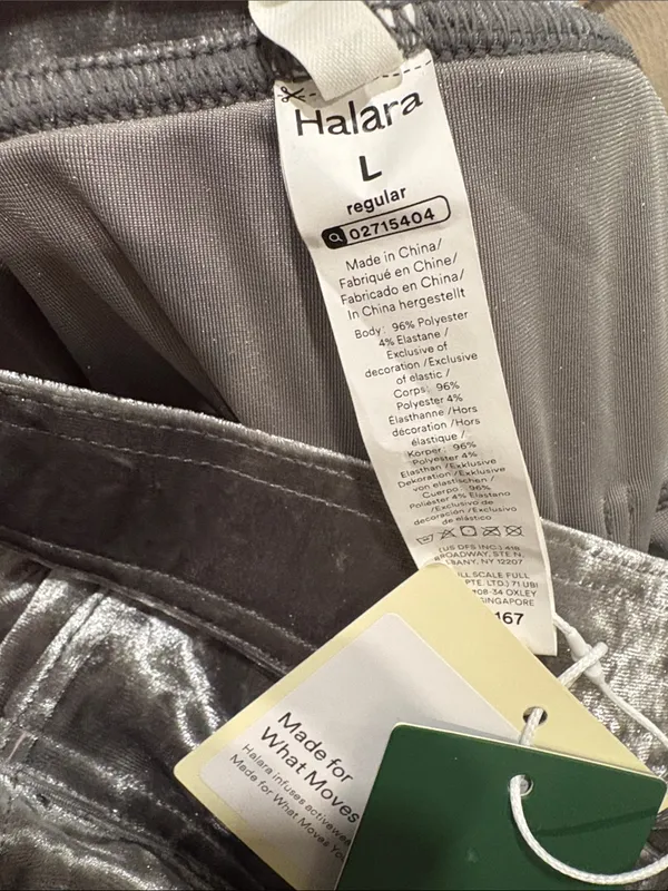 Halara Velvet High Waisted Wide Straight Full Length Casual Pant Gray Size L NEW - Image 5