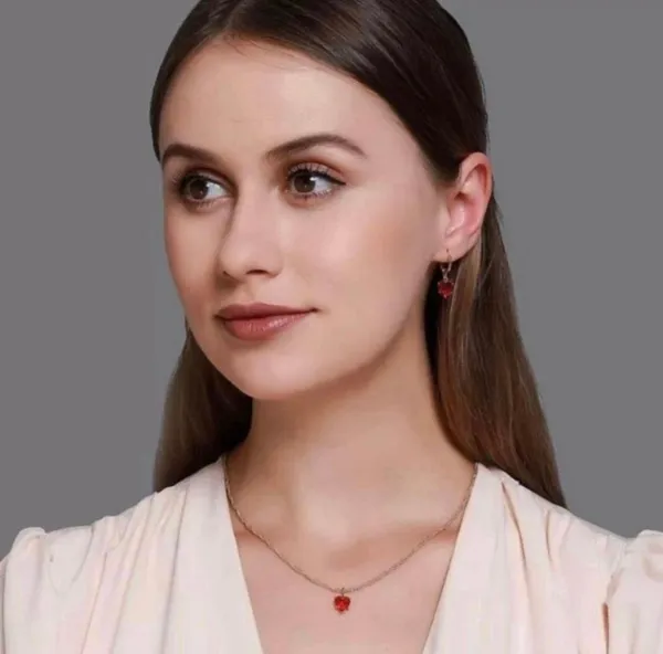 18K Gold Plated Heart Jewelry Set Heart Pendant Necklace Crystal Heart Dangle Drop Earrings(2pcs/set) - Image 5