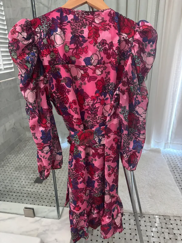 Pink Floral Long Sleeve Dress - Image 4