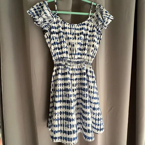 Saks Fifth Ave 5/48 blue and white mini dress size small‎ - Image 3
