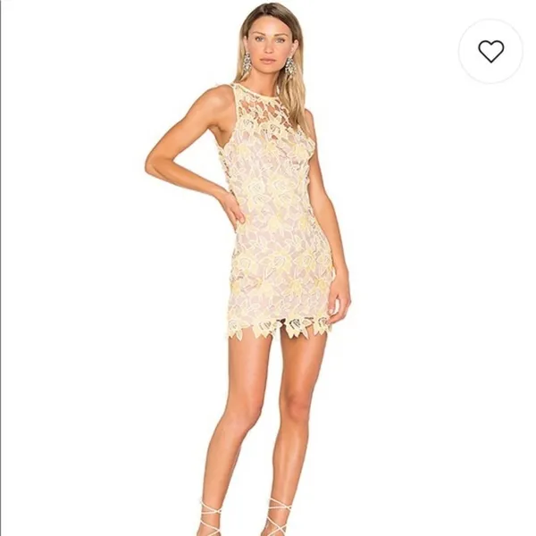 NBD Yellow Lace Mini Dress - Image 5