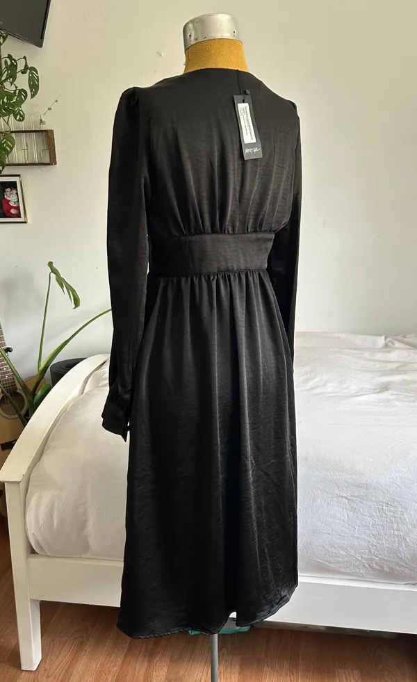Nasty Gal Just a Touch of Your Love Satin Midi Dress in Black - Image 5