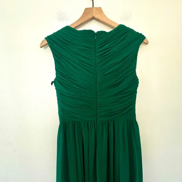 NWT Vera Wang Green Pleated Maxi Dress Gown Size 4 Regency Fairy Wedding FLAWED - Image 7