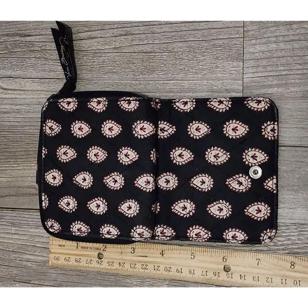 Vera Bradley‎ Wallet Compact Zip Around Paisley Print Black Small - Image 3
