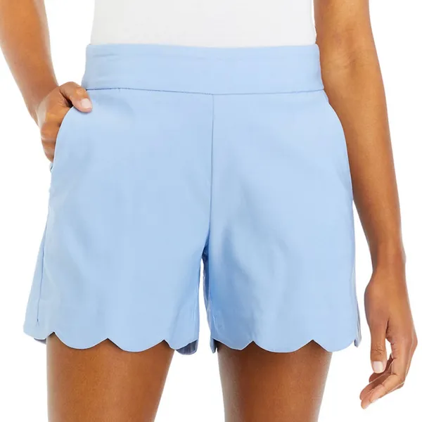 Crown & Ivy women’s size 16 scalloped solid blue millennium elastic waist shorts - Image 2