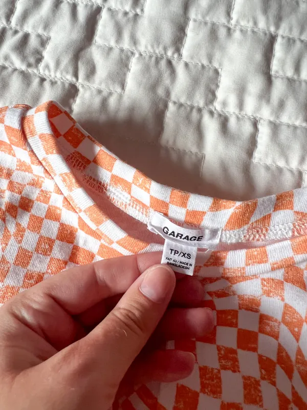 Garage Checkered Cinch Front Top Size XS - Image 3