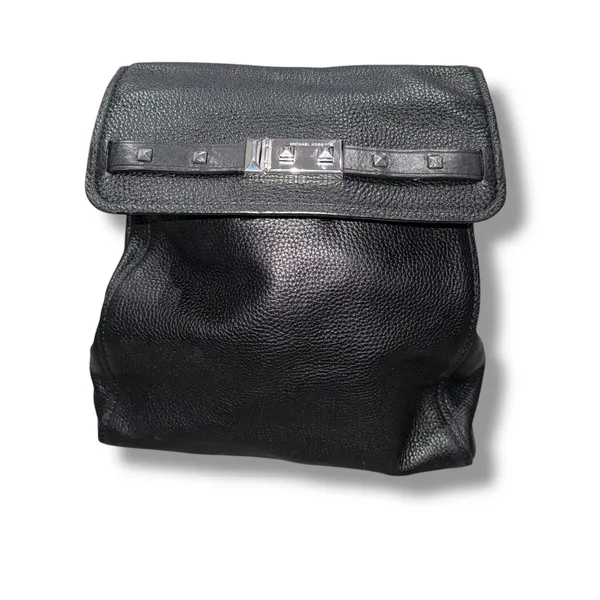 Michael Kors‎ Black Leather Mini Backpack Studded Convertible Bag Purse - Image 2