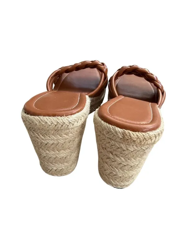 TAN Braided Leatherette Espadrilles Wedges Size 10 - Image 6