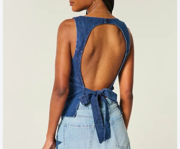 Hollister Denim Open Back Top - Image 2