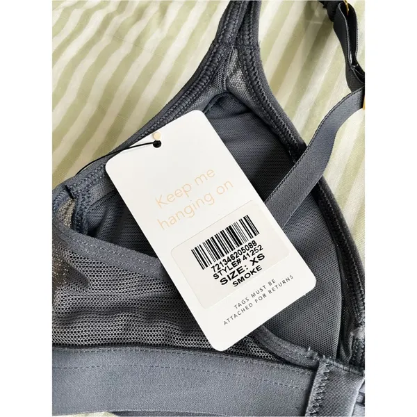 New Lively Mesh Trim Bralette Size XS Smoke Gray - Image 5