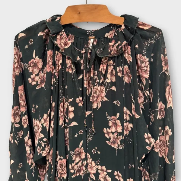 NEW FREE PEOPLE Feeling Groovy Floral-print Chiffon Maxi Dress Size Large - Image 12