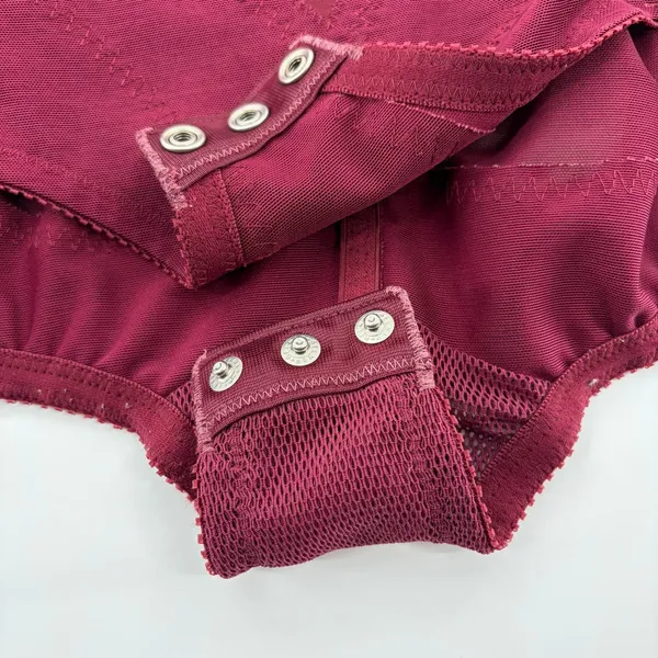 Wine Red Lace Shapewear Bodysuit Size L - Image 6