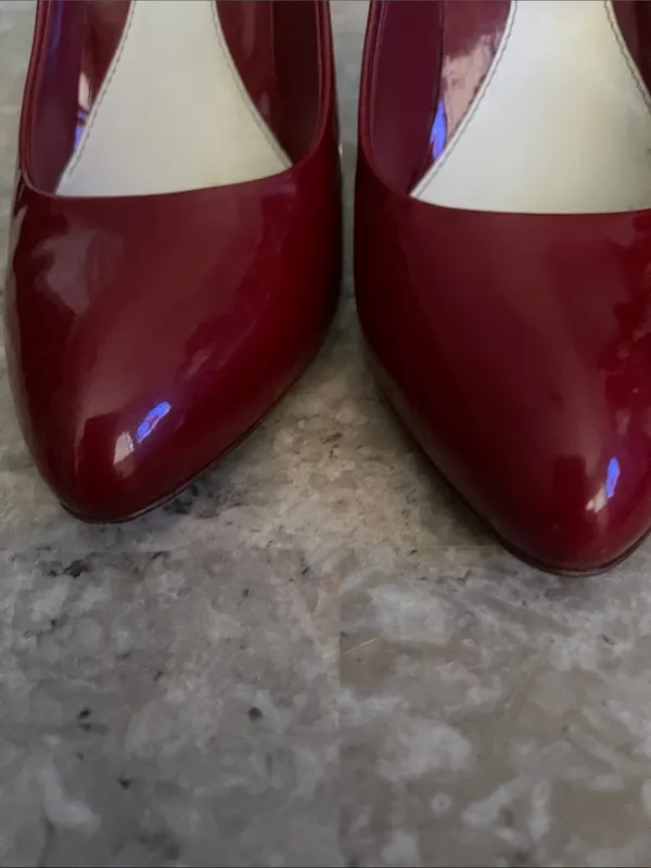 Gucci Classic Pumps High Stiletto Heels Patent Leather Dark Red EU38 B US 8B - Image 4