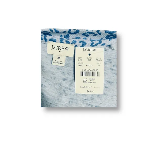 J. Crew M Blue Leopard Print Tunic Cotton‎ Long Sleeve Casual Animal Top NWT - Image 8