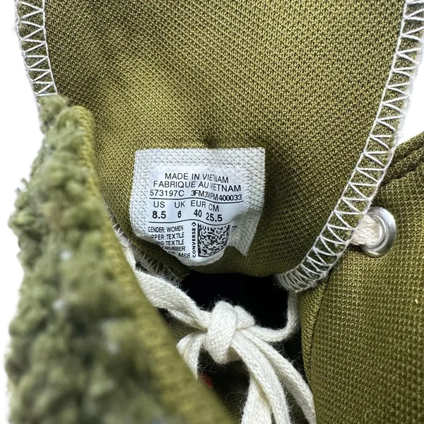 Converse Run Star Hike‎ High Sherpa Platform Sneakers Green Faux Fur Size US 8.5 - Image 14
