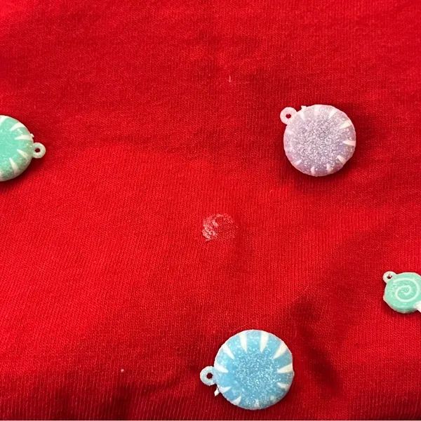 Gildan Christmas DIY Long Sleeve Holiday Top Feather Trim Candy Appliqué Red L - Image 6