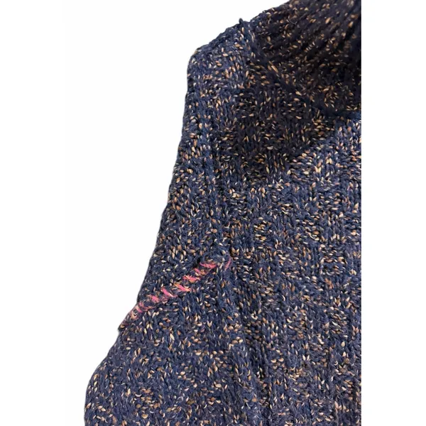 Free People Echo Navy Flecked Oversized Wool Blend Turtleneck Sweater Size‎ Med - Image 7