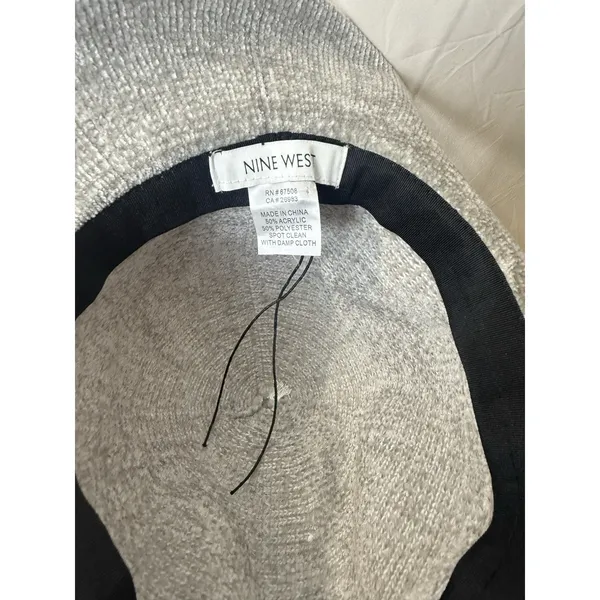 Nine West Grey Corduroy Women’s Fedora Bucket Hat Braided One Size NWOT - Image 8