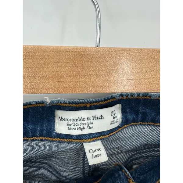 Abercrombie & Fitch 90s Straight Ultra High Rise Curve Love‎ Jeans Blue 28 6XS - Image 6