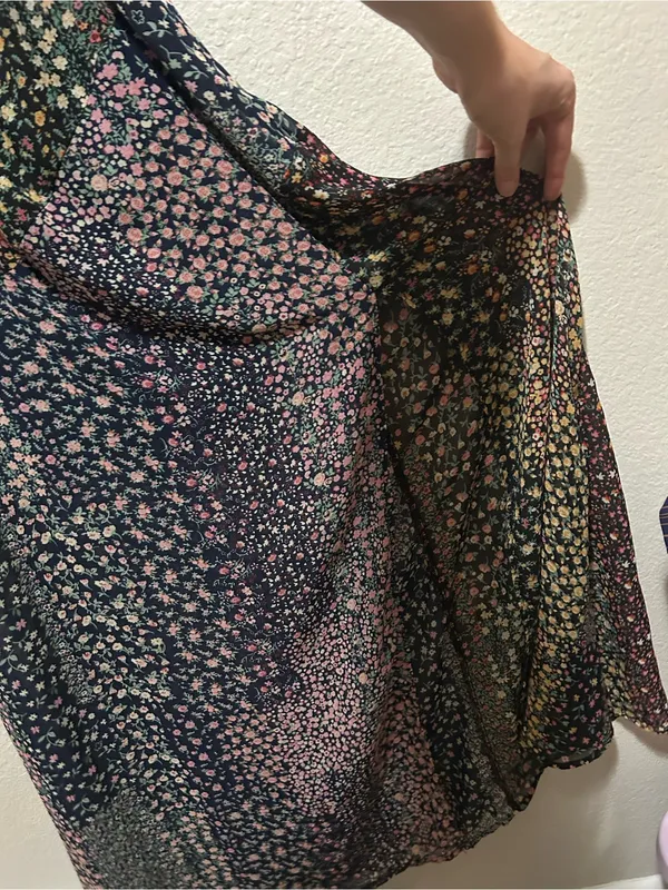 Lulus Neva Navy Floral Off Shoulder Maxi Dress Small Boho Garden Party - Image 7