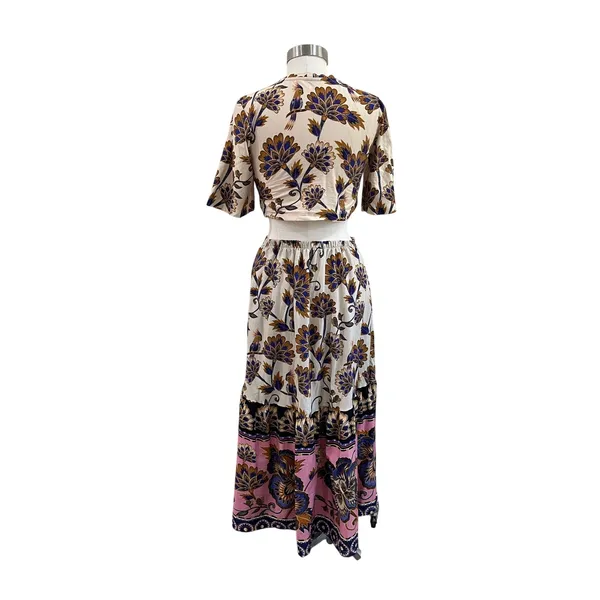Farm Rio Jasmin‎ Mixed Print Midi Dress Boho Tropical Size M/L - Image 2
