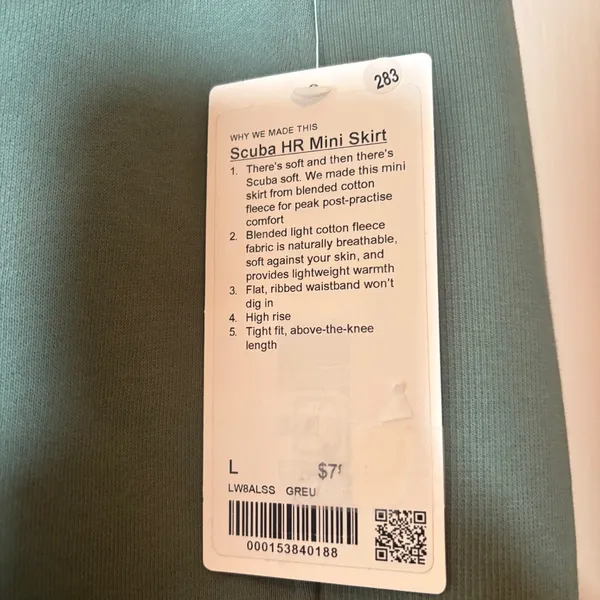 Lululemon Scuba High-Rise Mini Skirt. SZ LARGE, COLOR: GREU Grey Eucalyptus - Image 5