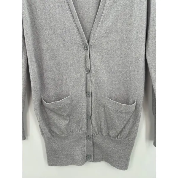 J.Crew Womens Gray 100%‎ Merino Wool V-Neck Button Front Cardigan Sweater Small - Image 3