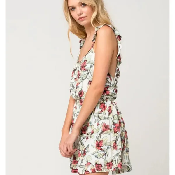 Free People Women's Dear You Floral Lilly Ruffle Strap Mini Dress Size Small‎ - Image 3