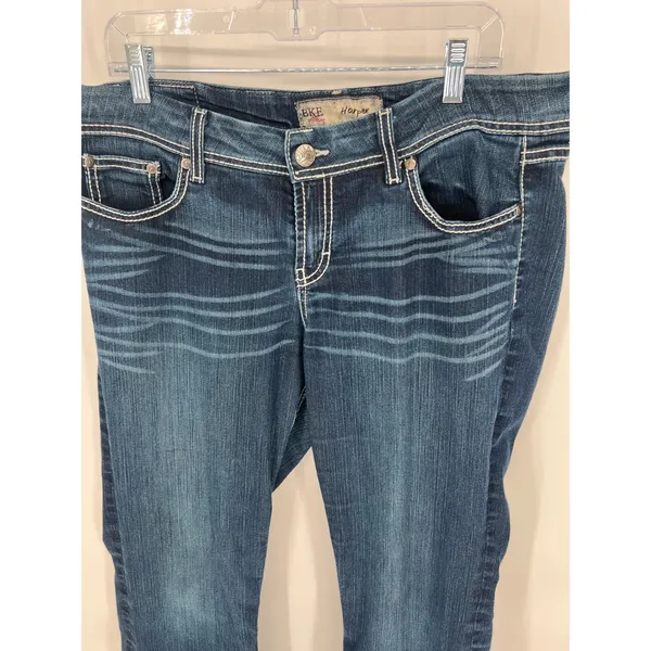 BKE Harper Bootcut Jeans Womens 33L Dark Wash Rhinestone Embellished Mid‎ Rise - Image 2