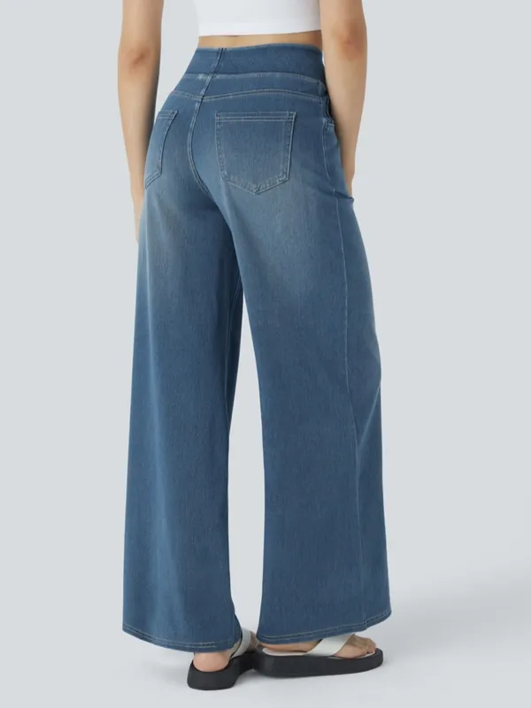Halara Flex™ High Waisted Pockets Baggy Wide Leg Washed Casual Jeans,Mayan Blue - Image 2
