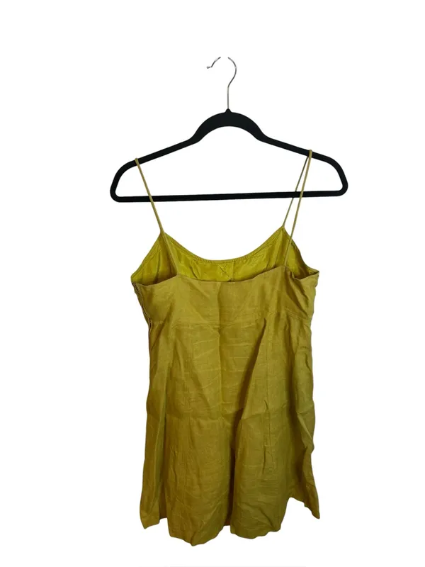 Betsey Johnson Luxe Mustard Yellow Vintage Y2K Babydoll Linen Mini Dress - Image 2